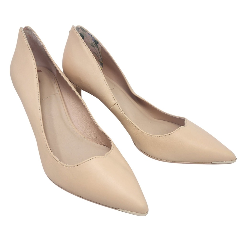 Ted Baker Kinsly Light Tan Leather Pointed Toe Gold Tip Pumps‎ Heels Size 10.5